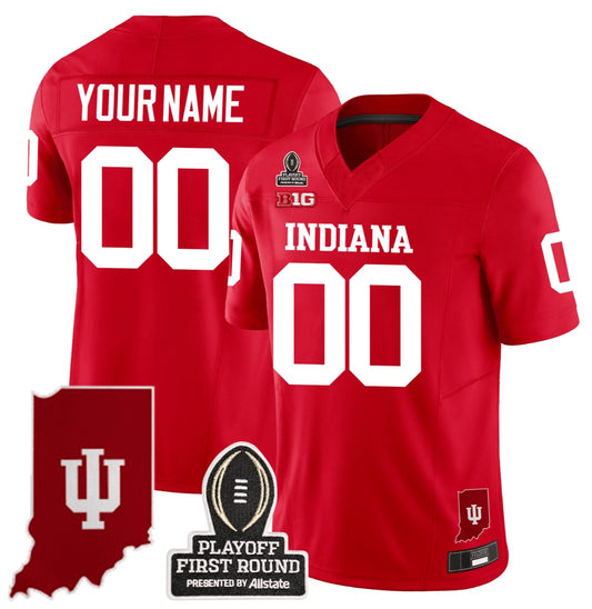 Custom Indiana Hoosiers Jersey Name, Number CFP First Round Patch Football Red