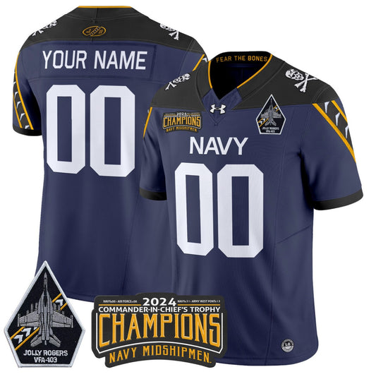 Custom Navy Midshipmen Jersey Commander-in-chief's Trophy Champions Navy
