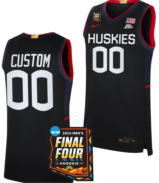 Custom UConn Huskies Jersey Name and Number 2024 NCAA March Madness Final Four Basketball Navy