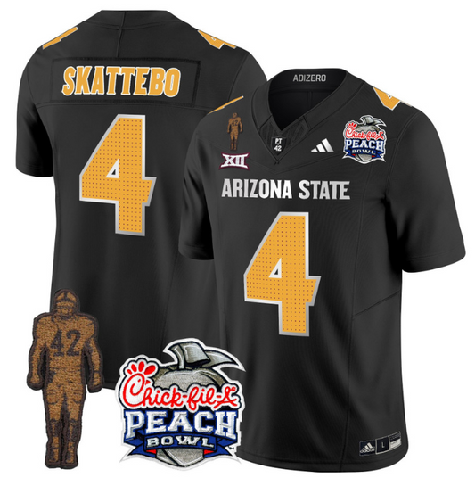 Cam Skattebo Jersey #4 Arizona State Peach Bowl Patch Football V2 Black