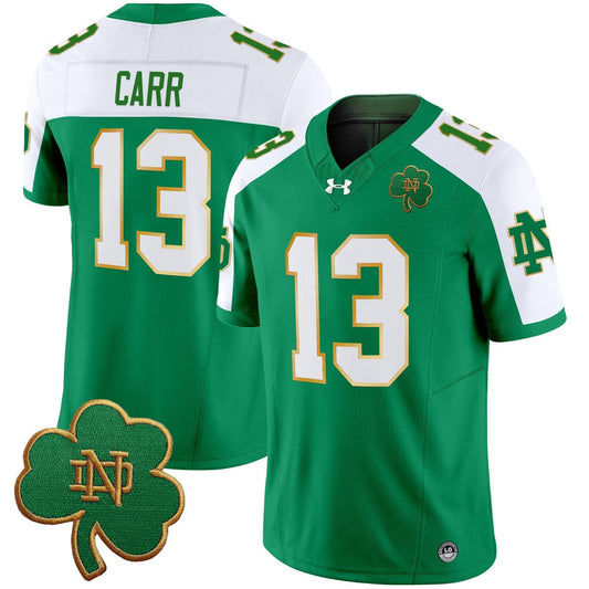 CJ Carr Jersey #13 Notre Dame 2025 Vapor Limited V3 Stitched Green Alter