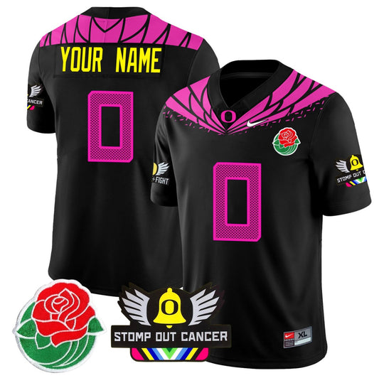 Custom Oregon Ducks Jersey 2024 Rose Bowl Patch Football Stitched Black Pink