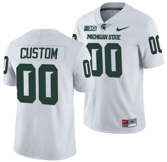 Custom Michigan State Spartans Jersey Name and Number College NCAA Football Limited White