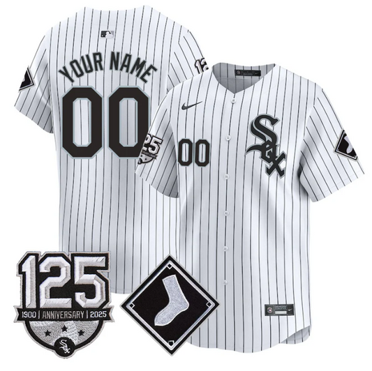 Custom Chicago White Sox Jersey Name, Number 125th Anniversary Stitched White