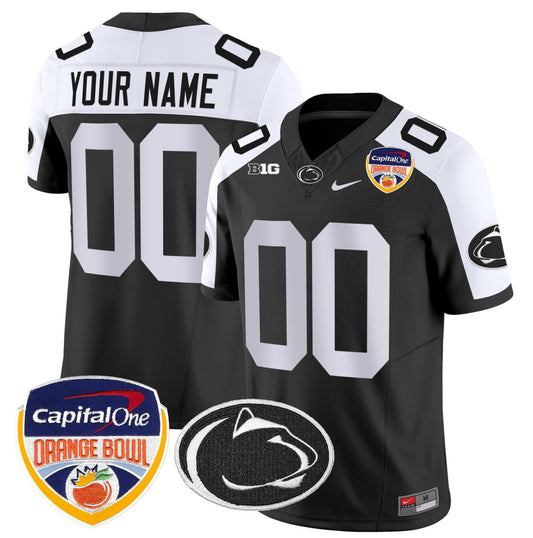 Custom Penn State Jersey Name, Number Orange Bowl Patch Stitched Black Alternate