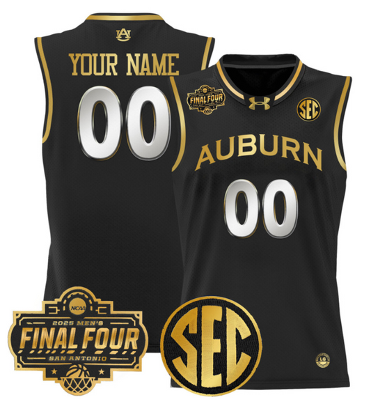Custom Auburn Tigers Jersey 2025 Final Four Patch Basketball Stitched Black Gold