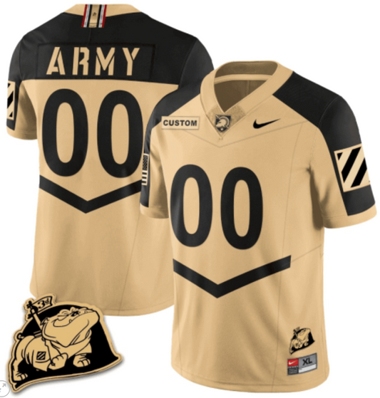 Custom Army Black Knights Jersey Name and Number Rocky The Bulldog Patch Vapor Limited College Football Stitched Gold Alternate