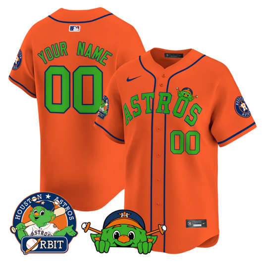 Custom Astros Jersey Name, Number Orbit Patch Vapor Premier Limited V3 Stitched Orange
