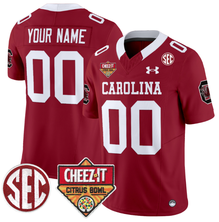 Custom South Carolina Gamecocks Jersey Cheez-It Citrus Bowl Patch Garnet