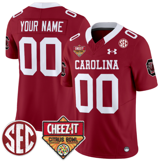 Custom South Carolina Gamecocks Jersey Cheez-It Citrus Bowl Patch Garnet