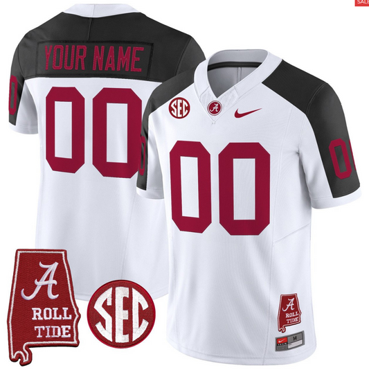 Custom Alabama Crimson Jersey Throwback Alabama Map Stitched Inverted