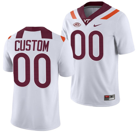 Custom Virginia Tech Hokies Jersey Name and Number NCAA College Football Replica White