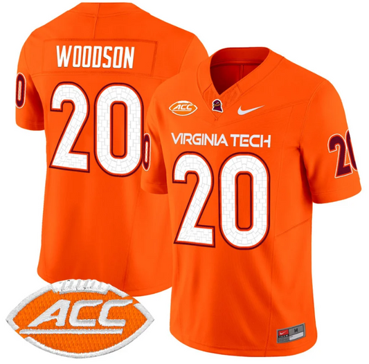 Caleb Woodson Jersey #20 Virginia Tech Hokies Vapor Limited College Football Orange
