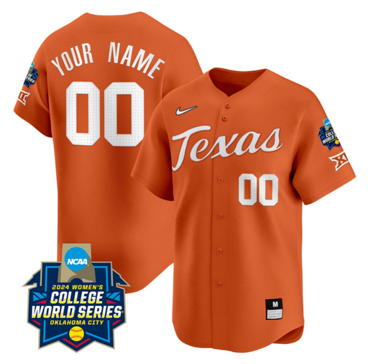 Custom Texas AM Aggies Jersey 2024 College World Series Champions Vapor Premier Limited NCAA Baseball Stitched Orange