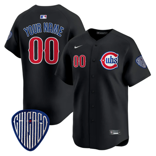 Custom Chicago Cubs Jersey Blue Alternate Vapor Premier Limited Stitched Black