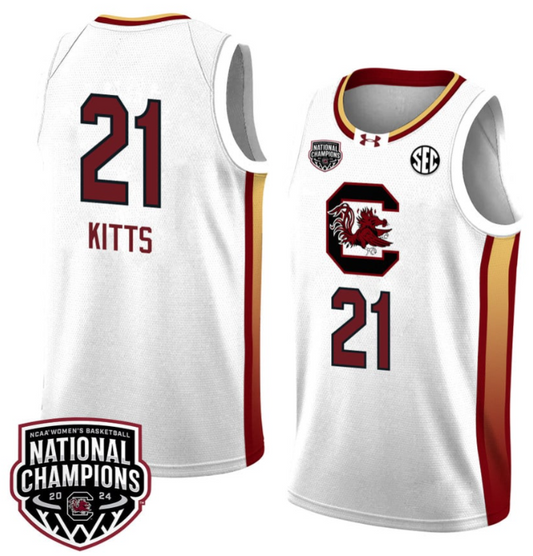 Chloe Kitts Jersey #21 South Carolina Gamecocks 2024 NCAA Basketball National Champions White Yellow