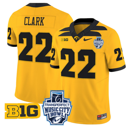 Caitlin Clark Jersey #22 Iowa Hawkeyes 2024 Music City Bowl Patch Gold