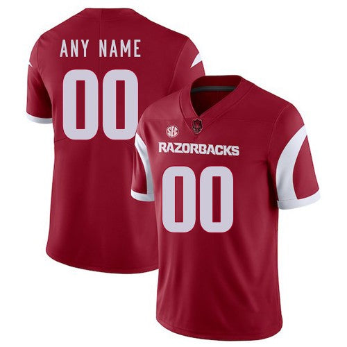 Custom Arkansas Razorbacks Jersey Name and Number NCAA College Football SEC Patch Red