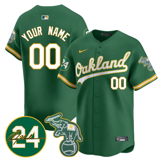 Custom Oakland Athletics Jersey 2025 Rickey Henderson Memorial Stitched Throwback