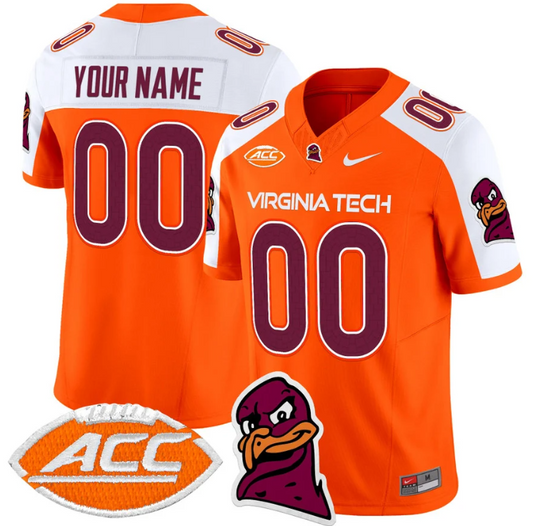 Custom Virginia Tech Hokies Jersey Name and Number Vapor Limited College Football Orange Alternate