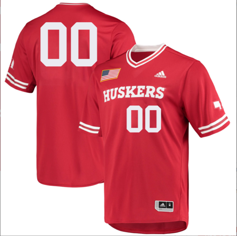 Custom Nebraska Cornhuskers Baseball Scarlet V Neck Jersey Stitched