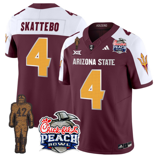 Cam Skattebo Jersey #4 Arizona State Peach Bowl Patch Football V2 Maroon Alternate
