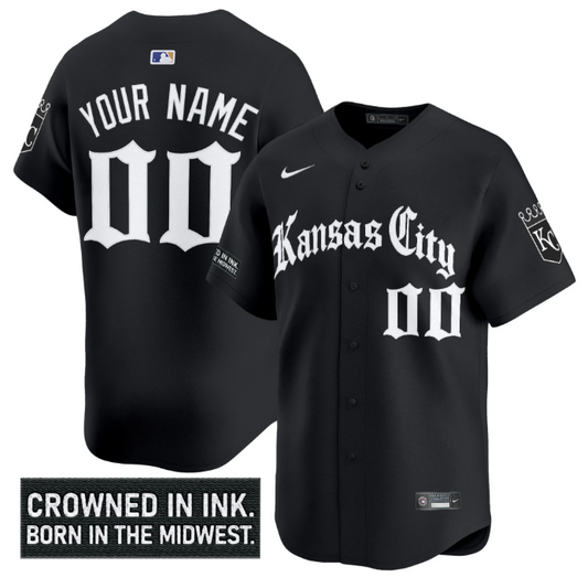 Custom Kansas City Royals Jersey Gothic Crown Edition Vapor Premier Limited Stitched Black