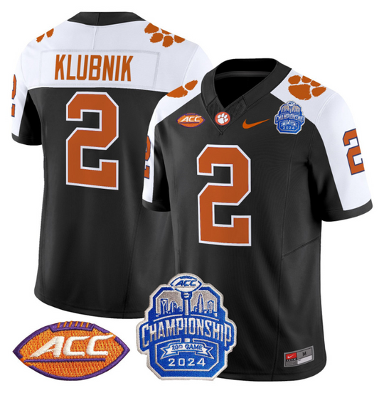 Cade Klubnik Jersey #2 Clemson Tigers 2024 ACC Championship Patch Black Alternate