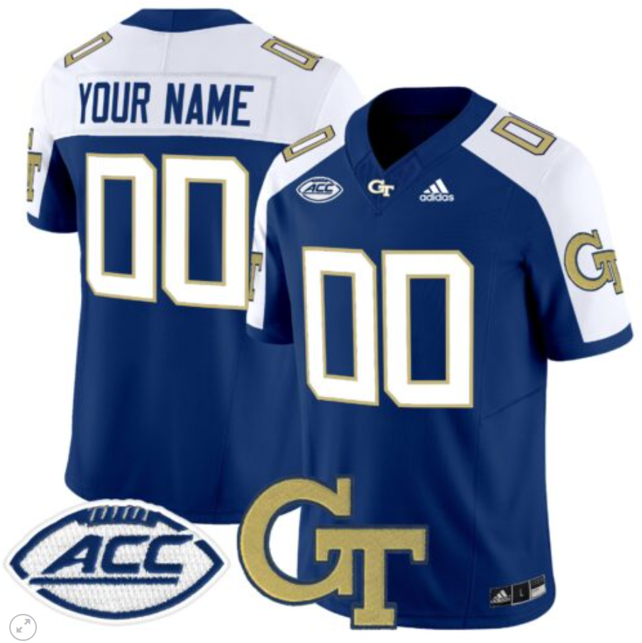 Custom Georgia Tech Yellow Jackets Jersey Name and Number Vapor Limited Football Navy Alternate
