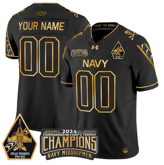 Custom Navy Midshipmen Jersey Commander-in-chief's Trophy Champions Black Gold