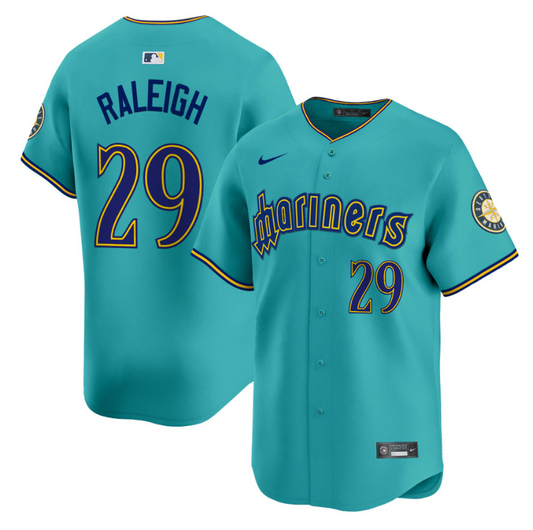 Cal Raleigh Jersey #29 Seattle Mariners 2025 Vapor Premier Limited Stitched Aqua
