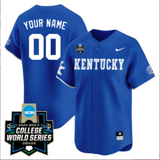 Custom Kentucky Wildcats College Baseball World Series Jersey – Blue