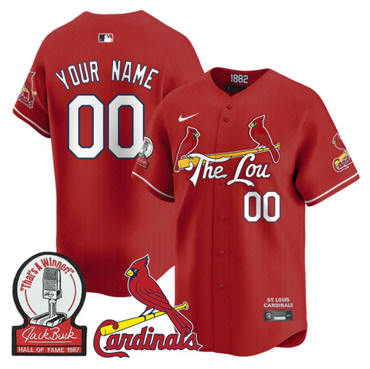 Custom St. Louis Cardinals Jersey Name, Number Jack Buck Limited Stitched Red