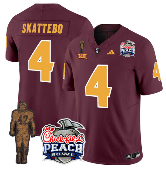 Cam Skattebo Jersey #4 Sun Devils Pat Tillman Peach Bowl Patch Maroon