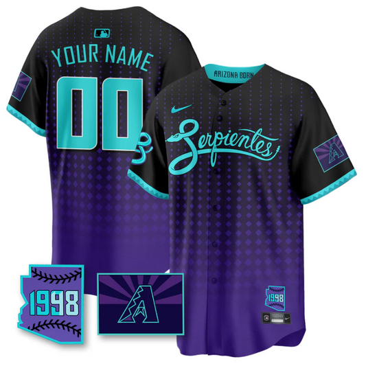 Custom Arizona Diamondbacks Jersey Purple for Second “Serpientes” City Connect Stitched Black Purple