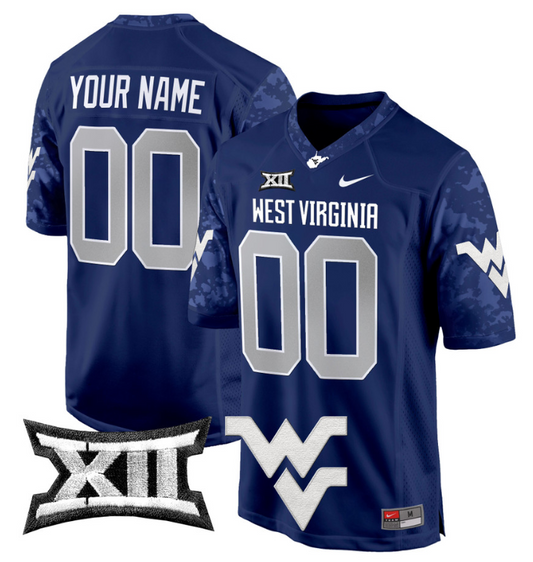 Custom West Virginia Mountaineers Jersey Name, Number Game Football Navy