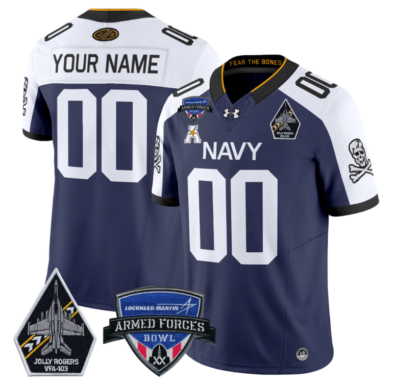 Custom Navy Midshipmen Jersey 2025 Armed Forces Bowl Football Navy Alternate