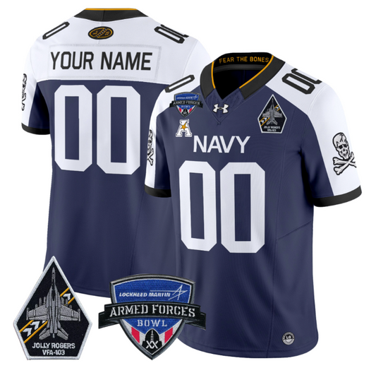Custom Navy Midshipmen Jersey 2025 Armed Forces Bowl Football Navy Alternate