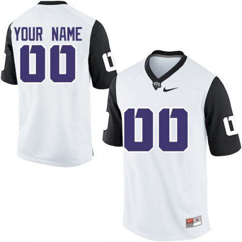 Custom TCU Horned Frogs Jersey Name and Number NCAA College Football White