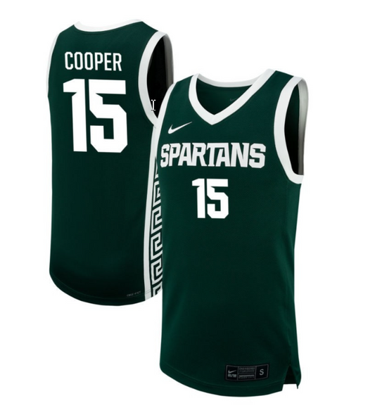 Carson Cooper Jersey #15 Michigan State Spartans NIL Basketball Green