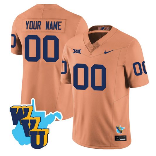 Custom West Virginia Mountaineers Jersey 1965-2025 Throwback Stitched Gold