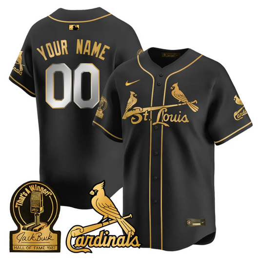 Custom St. Louis Cardinals Jersey Name, Number Jack Buck Limited Stitched Black Gold