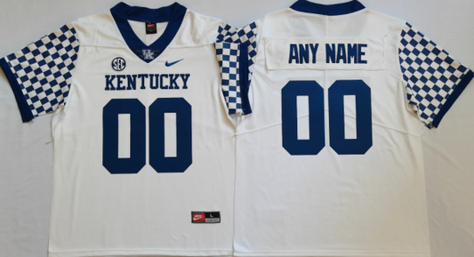 Custom Kentucky Wildcats Jersey Name and Number NCAA College Football White