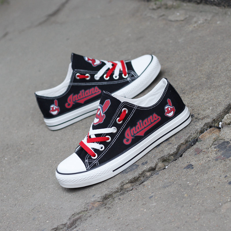 Cleveland Indians Limited Print MLB Baseball Fans Low Top Canvas Shoes Sport Sneakers T-DJ247H