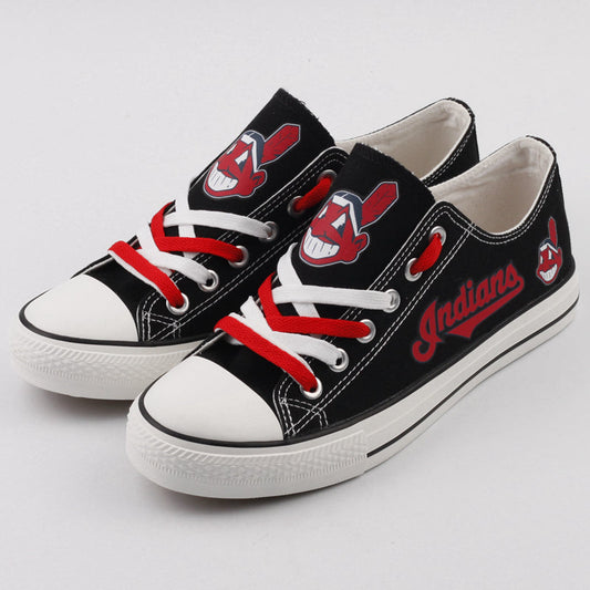 Cleveland Indians Limited Print MLB Baseball Fans Low Top Canvas Shoes Sport Sneakers T-DJ247H