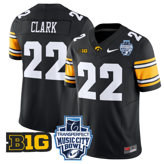 Caitlin Clark Jersey #22 Iowa Hawkeyes 2024 Music City Bowl Patch Black