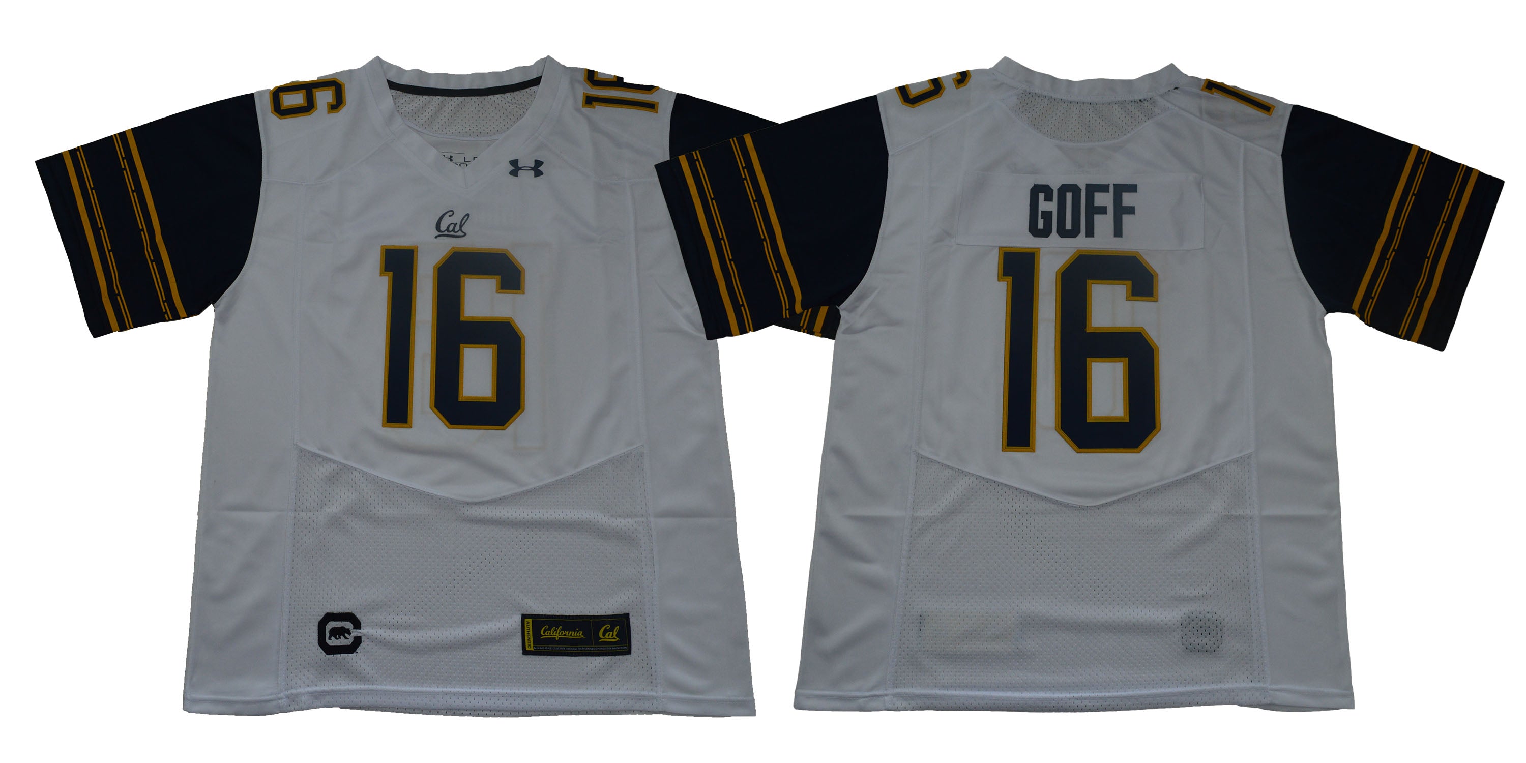California Golden Bears #16 Goff Football Jersey White Under Armour