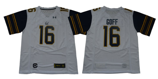 California Golden Bears #16 Goff Football Jersey White Under Armour