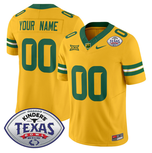 Custom Baylor Bears Jersey 2024 Texas Bowl Patch Football Stitched Gold
