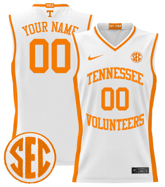 Custom Tennessee Vols Jersey Name, Number 2024 Lightweight Basketball White